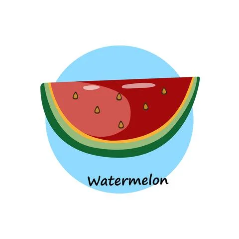 Flat simple illustration of watermelon slice. Stock Illustration