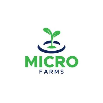 Flat Simple MICRO FARMS Plants Leaf logo design Stock Illustration