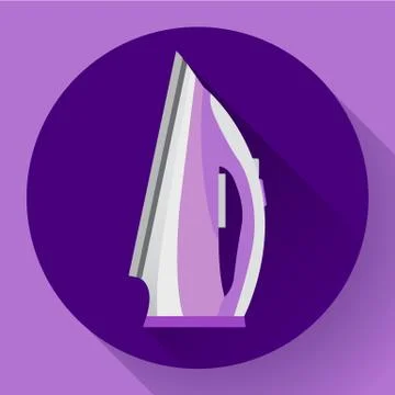 Flat simple steam iron icon. Ironing of clothes, home appliance. Vector Stock Illustration