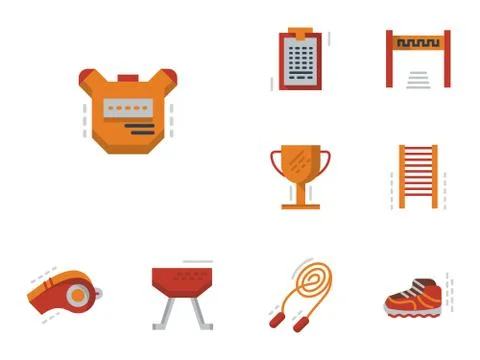 Flat simple vector icons for physical education Stock Illustration