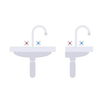 Flat small sink in profile and full face Stock Illustration