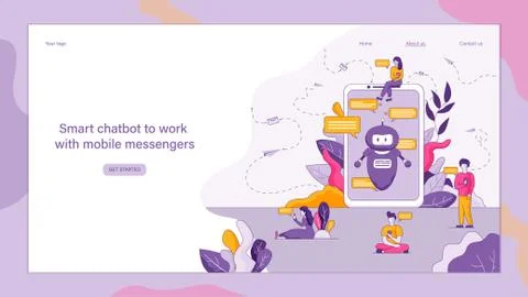 Flat Smart Chatbot to Work with Mobile Messengers Illustrazione stock