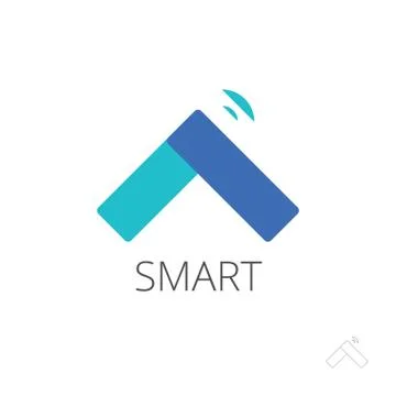 Flat smart home control vector logo, house technology emblem, internet Stock Illustration