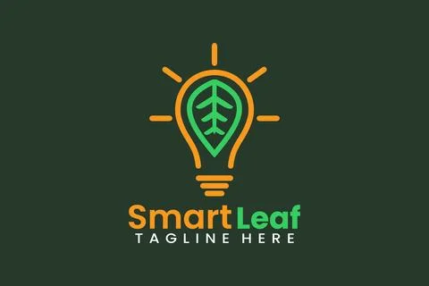 Flat smart leaf logo template vector illustration Illustrazione stock