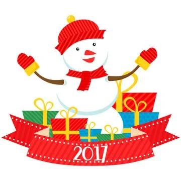 Flat snowman 2017 Stock Illustration