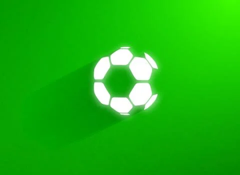 Flat soccer ball flying through the green grass field Stock Illustration