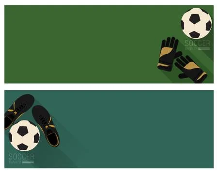 Flat soccer banner Stock Illustration