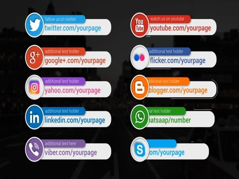 Flat Social Media Lower Thirds Stock After Effects