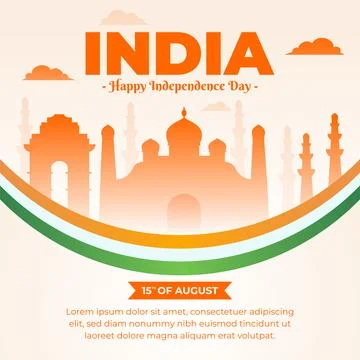 Flat social media post design template for india independence day celebration Stock Illustration