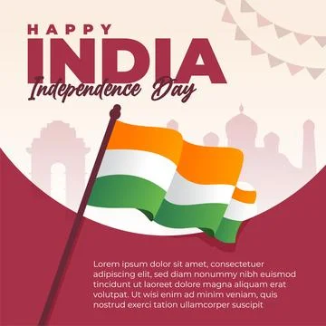 Flat social media post design template for india independence day celebration Stock Illustration