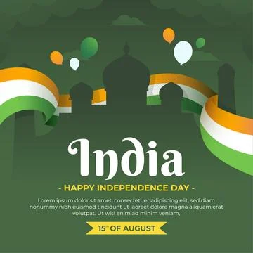 Flat social media post design template for india independence day celebration Stock Illustration