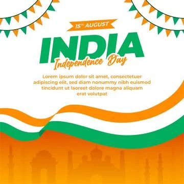 Flat social media post design template for india independence day celebration Illustrazione stock