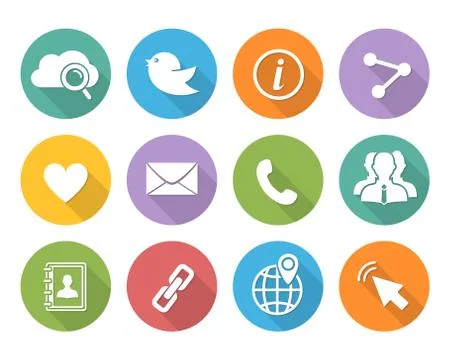 Flat Social network icons set Stock Illustration