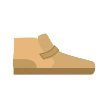 Flat Sole Brown Shoe, Isolated Footwear Flat Icon, Shoes Store Assortment Item Stock Illustration