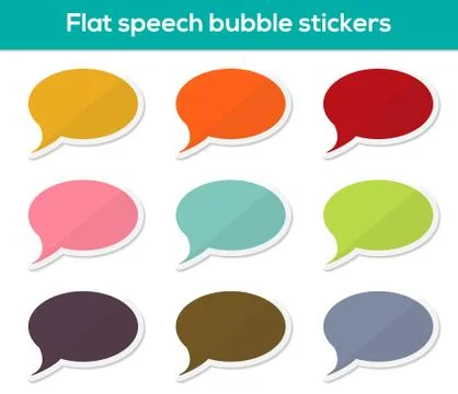 Flat speech bubble stickers Stock Illustration