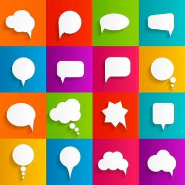 Flat Speech Bubbles with Long Shadows  Vector Illustration イラスト素材
