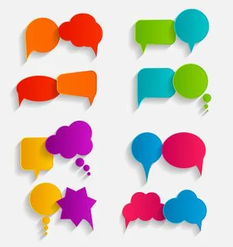Flat Speech Bubbles with Long Shadows  Vector Illustration イラスト素材