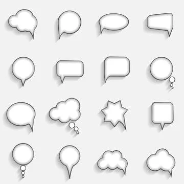 Flat Speech Bubbles with Long Shadows  Vector Illustration Illustrazione stock