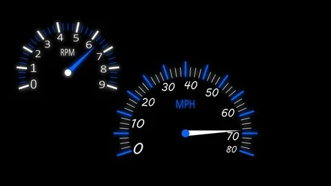 Flat Speedometer Interface Animation with Needle Acceleration in Simple Min.. Stock Footage 310209997