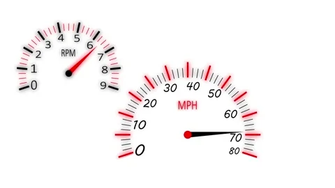 Flat Speedometer Interface Animation with Needle Acceleration in Simple Min.. Stock Footage 310210072