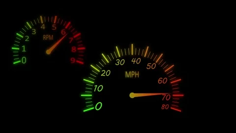 Flat Speedometer Interface Animation with Needle Acceleration in Simple Min.. Stock Footage 310210194