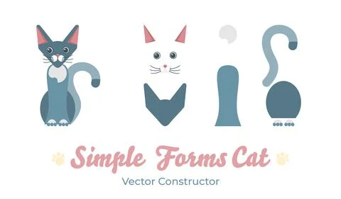 Flat sphinx cat isolate vector constructor. Cartoon illustration domestic black Stock Illustration
