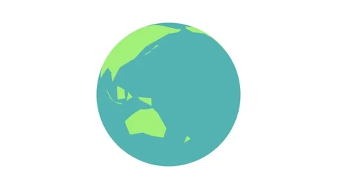 Flat spinning Earth animation featuring a minimalist 2D graphic of the world Stock Footage 346935250