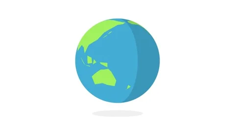 Flat spinning Earth world globe animation with a 2D graphic style Stock Footage 346935309