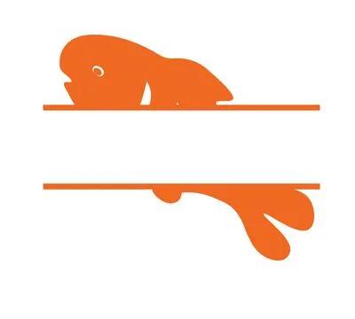 A flat split monogram illustration featuring fish split monogram with fish he Ilustración de archivo