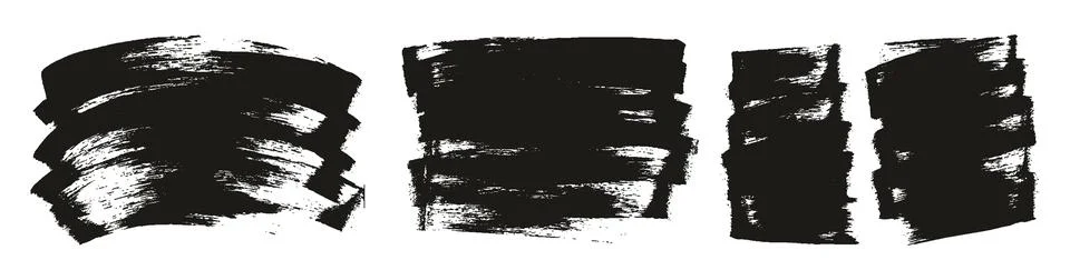Flat Sponge Regular Artist Brush Long &amp; Short &amp; Curved Vector Background Set Stock Illustration