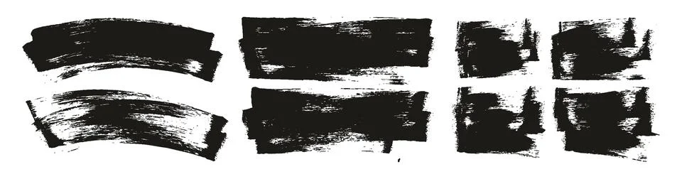 Flat Sponge Regular Artist Brush Long &amp; Short &amp; Curved Vector Background Set Stock Illustration