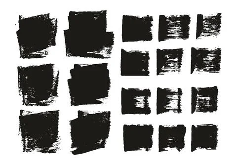 Flat Sponge Thick Artist Brush Short Background &amp; Straight Lines MEGA Mix Set Stock Illustration