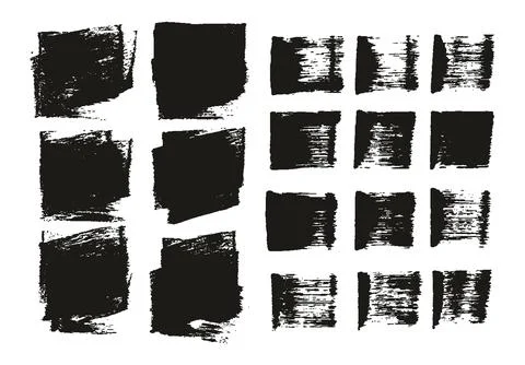 Flat Sponge Thick Artist Brush Short Background &amp; Straight Lines MEGA Mix Set Stock Illustration