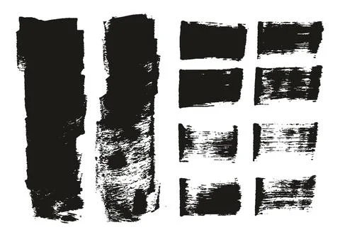 Flat Sponge Thick Artist Brush Short Background &amp; Straight Lines MEGA Mix Set Stock Illustration