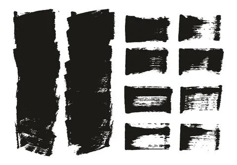 Flat Sponge Thick Artist Brush Short Background &amp; Straight Lines MEGA Mix Set Stock Illustration