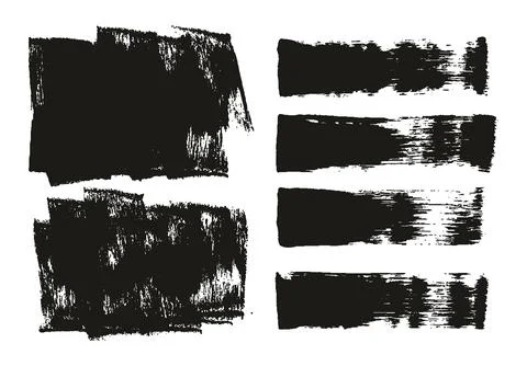 Flat Sponge Thick Artist Brush Short Background &amp; Straight Lines MEGA Mix Set Stock Illustration