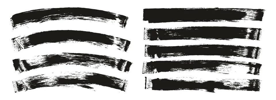 Flat Sponge Thin Artist Brush Long &amp; Curved Background Mix High Detail Set Stock Illustration