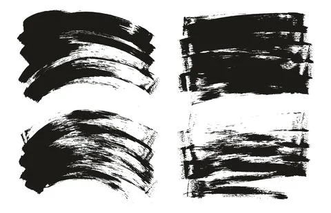 Flat Sponge Thin Artist Brush Long &amp; Curved Background Mix High Detail Set Stock Illustration