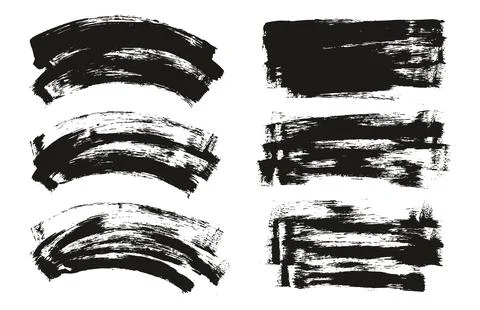 Flat Sponge Thin Artist Brush Long &amp; Curved Background Mix High Detail Set Illustrazione stock