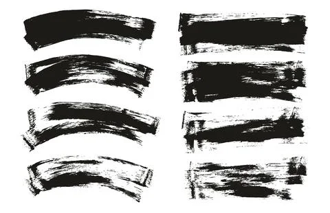 Flat Sponge Thin Artist Brush Long &amp; Curved Background Mix High Detail Set Stock Illustration