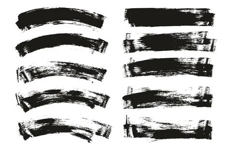 Flat Sponge Thin Artist Brush Long &amp; Curved Background Mix High Detail Set Stock Illustration