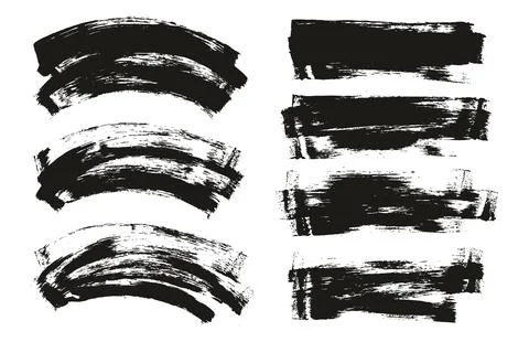 Flat Sponge Thin Artist Brush Long &amp; Curved Background Mix High Detail Set Stock Illustration