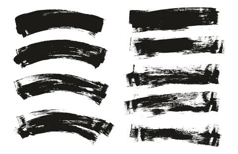 Flat Sponge Thin Artist Brush Long &amp; Curved Background Mix High Detail Set Stock Illustration