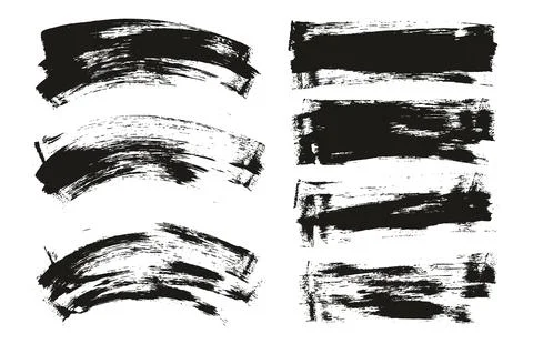 Flat Sponge Thin Artist Brush Long &amp; Curved Background Mix High Detail Set Stock Illustration