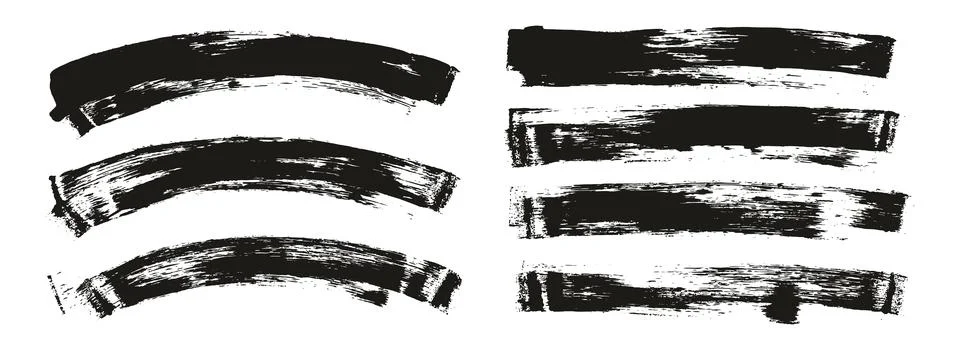 Flat Sponge Thin Artist Brush Long &amp; Curved Background Mix High Detail Set Stock Illustration