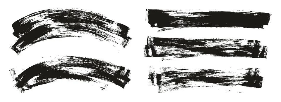Flat Sponge Thin Artist Brush Long &amp; Curved Background Mix High Detail Set Stock-Illustration