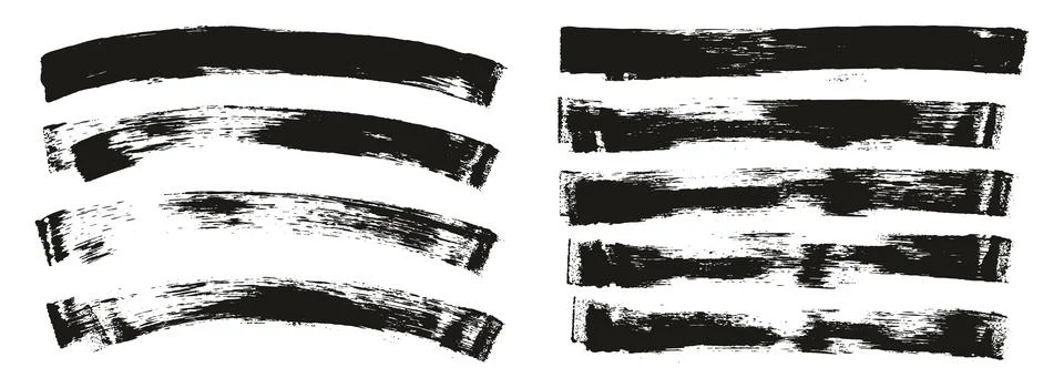Flat Sponge Thin Artist Brush Long &amp; Curved Background Mix High Detail Set Stock Illustration