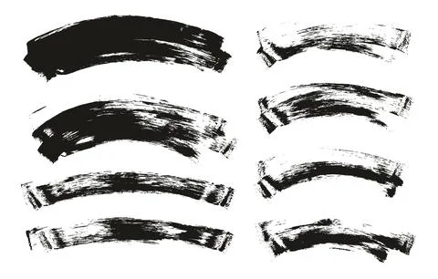 Flat Sponge Thin Artist Brush Curved Background Mix Vector Background Mix Set Stock Illustration
