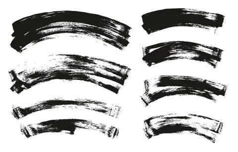 Flat Sponge Thin Artist Brush Curved Background Mix Vector Background Mix Set Stock Illustration