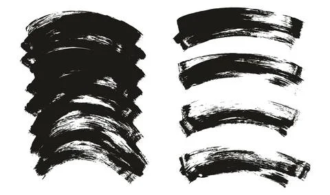 Flat Sponge Thin Artist Brush Curved Background Mix Vector Background Mix Set Stock Illustration